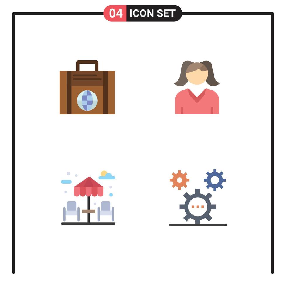 conjunto de 4 iconos modernos de la interfaz de usuario símbolos signos para el diseño de la mujer del globo del parque empresarial elementos de diseño vectorial editables vector