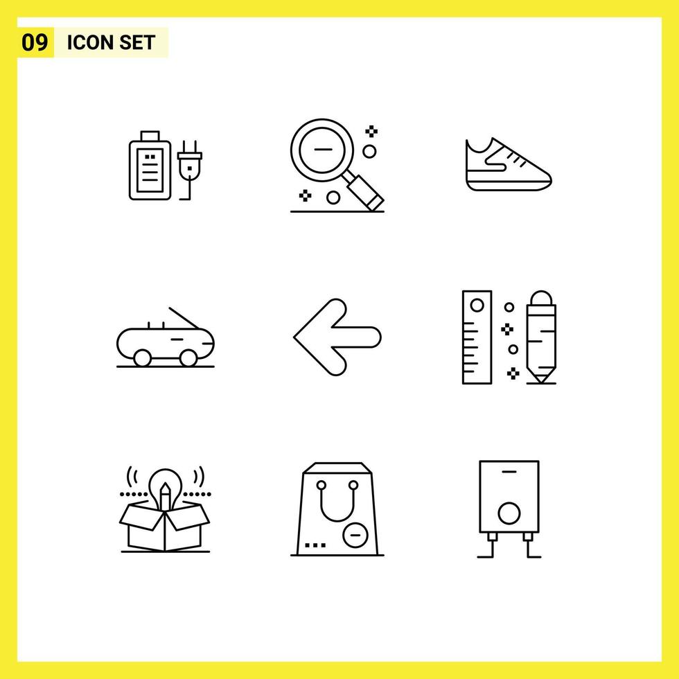 Pictogram Set of 9 Simple Outlines of point back arrows ui arrow cabriolet Editable Vector Design Elements