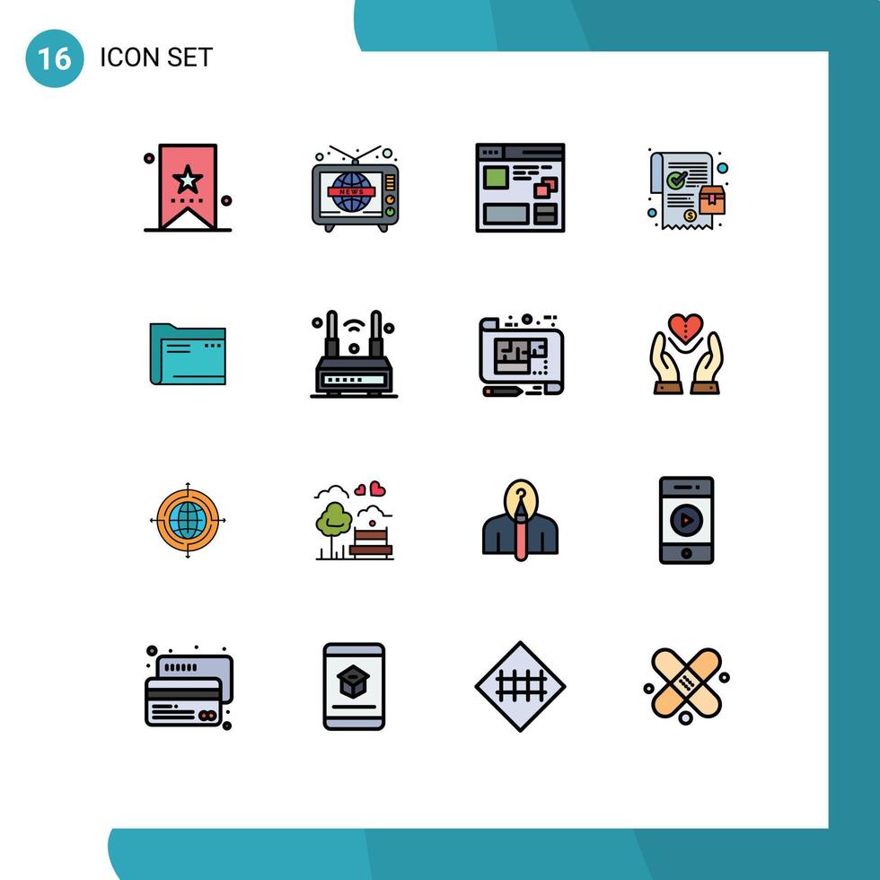 Set of 16 Modern UI Icons Symbols Signs for online order order world wide mobile web Editable Creative Vector Design Elements