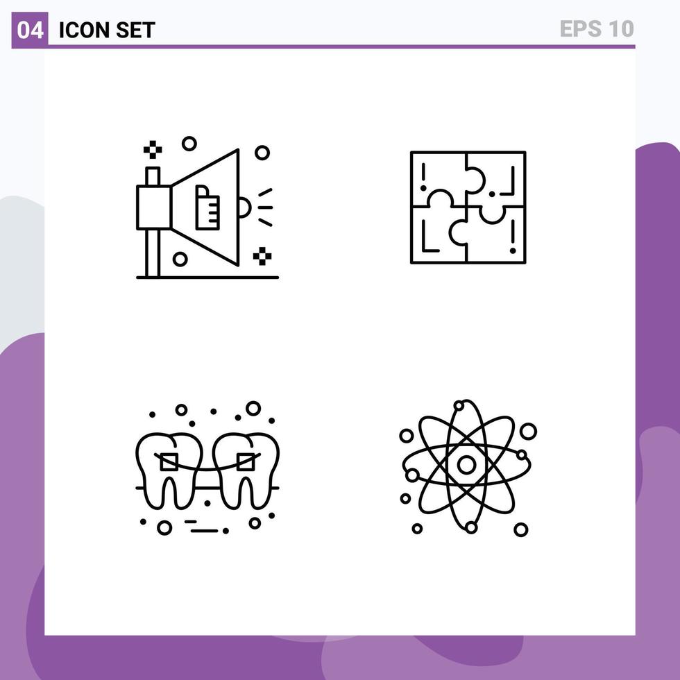 Pictogram Set of 4 Simple Filledline Flat Colors of ad filling puzzle sport tooth Editable Vector Design Elements
