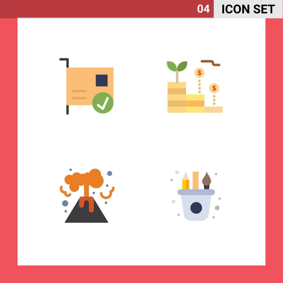 Modern Set of 4 Flat Icons Pictograph of card energy devices growth pollution Editable Vector Design Elements