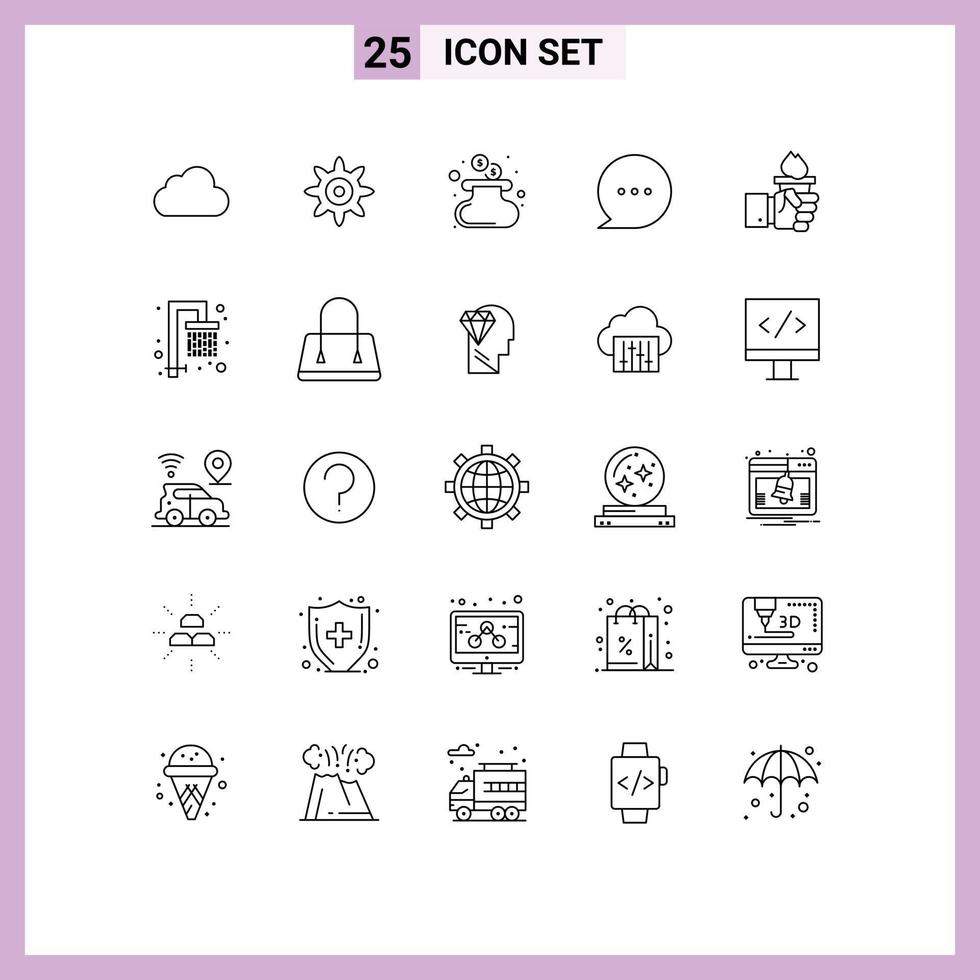 25 Thematic Vector Lines and Editable Symbols of shower leadership purse leader business Editable Vector Design Elements