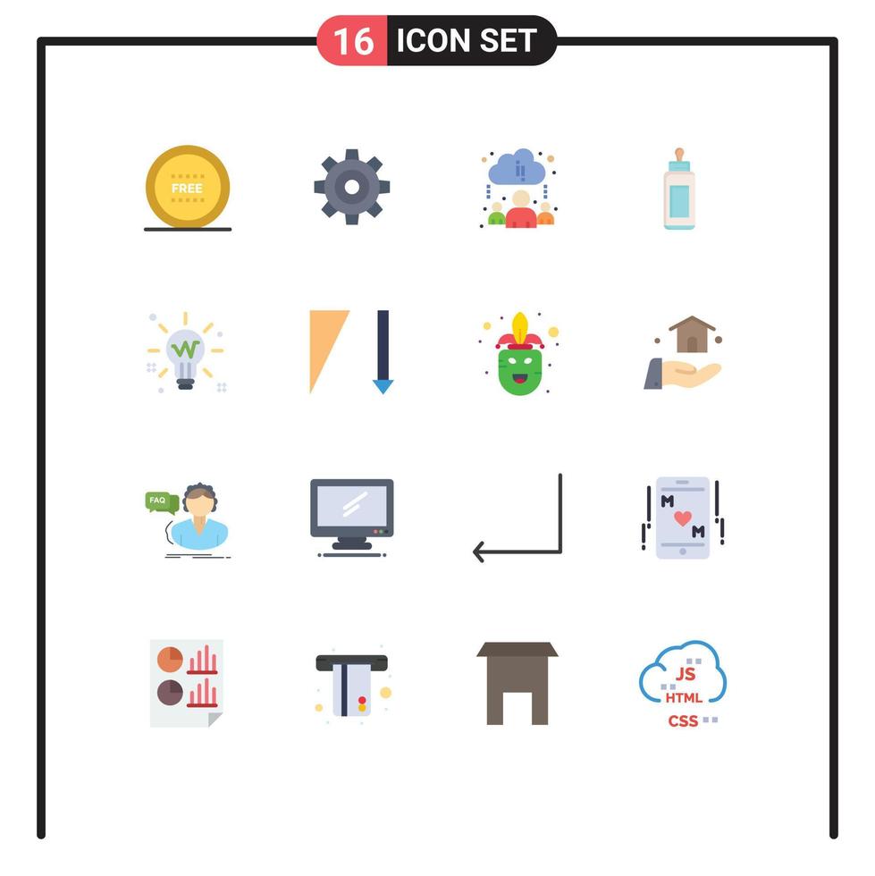 Set of 16 Commercial Flat Colors pack for ecommerce universal line general learning Editable Pack of Creative Vector Design Elements