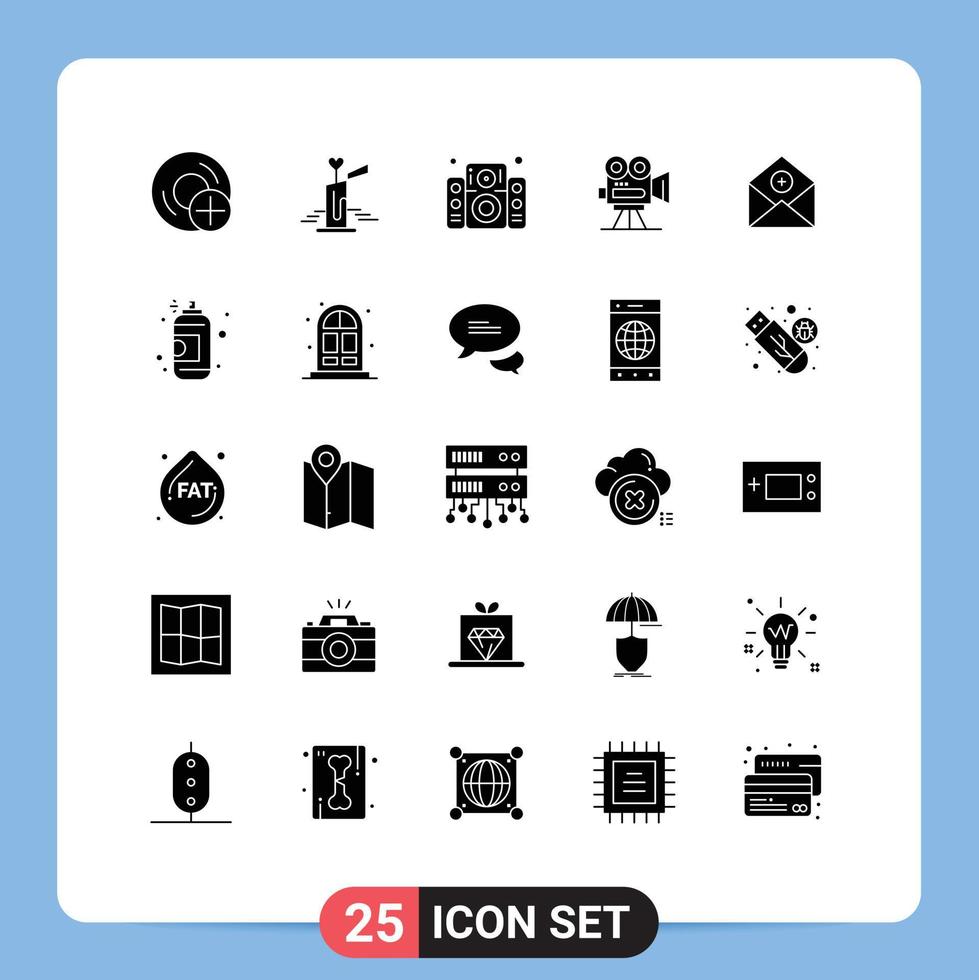 paquete de iconos de vector de stock de 25 signos y símbolos de línea para elementos de diseño de vector editables de fiesta de captura de corazón de película profesional