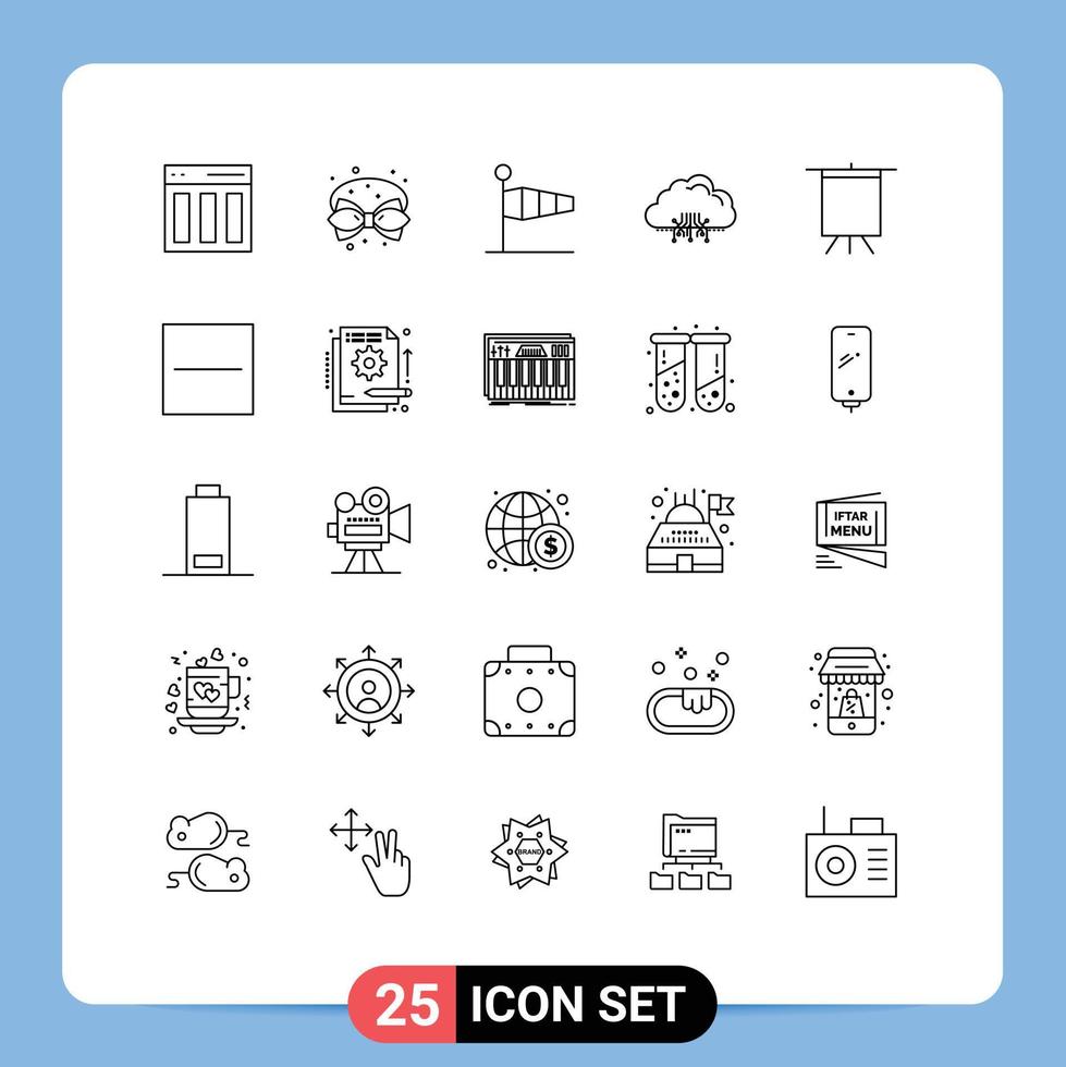 Group of 25 Lines Signs and Symbols for data cloud decoration wind flag Editable Vector Design Elements
