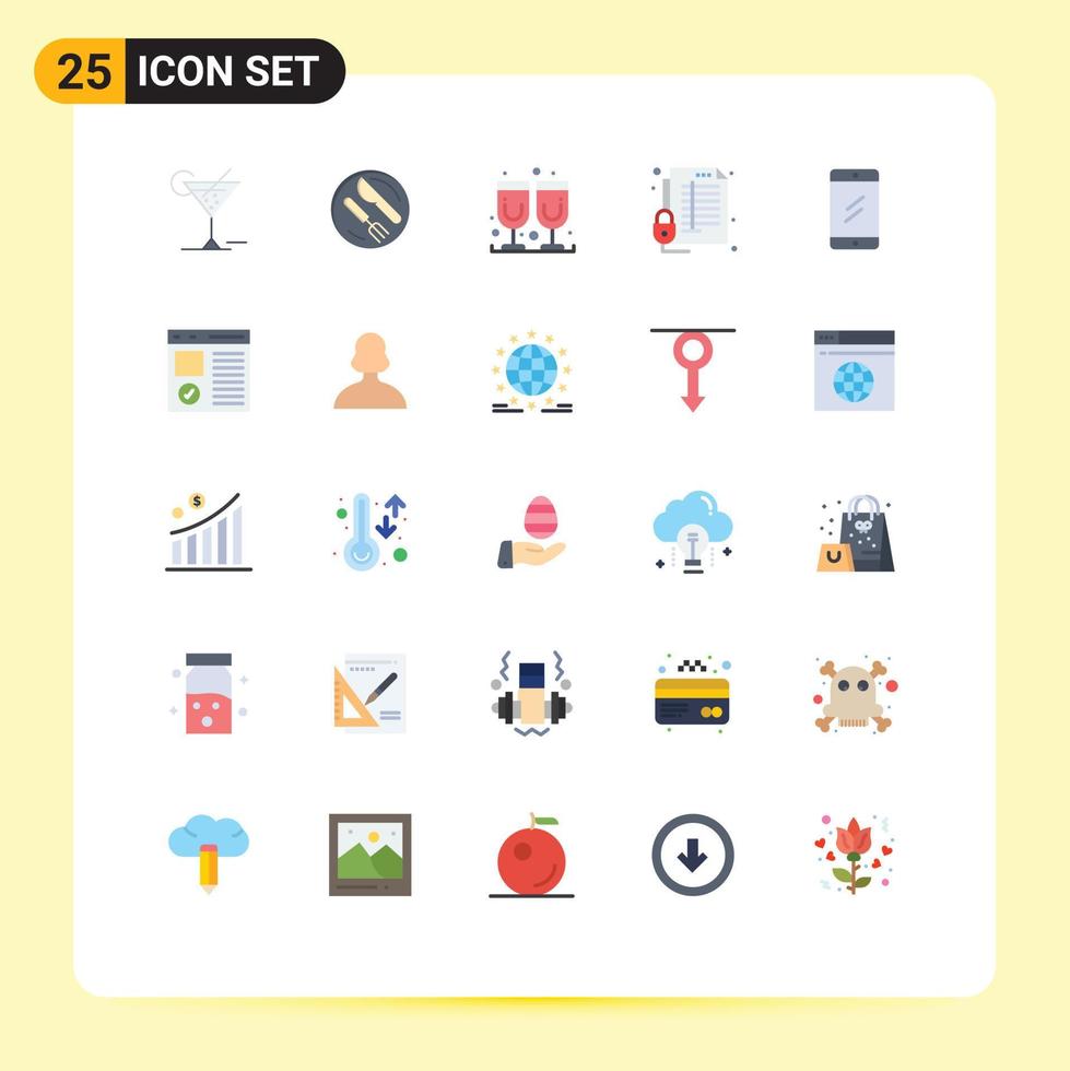 Set of 25 Commercial Flat Colors pack for chat secure glass report protect Editable Vector Design Elements