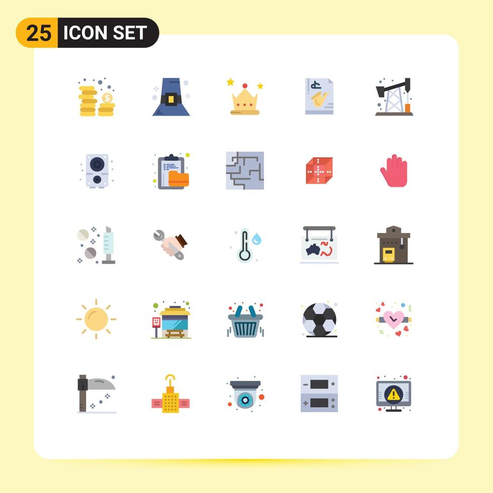 Set of 25 Commercial Flat Colors pack for pollution play achievement music file Editable Vector Design Elements