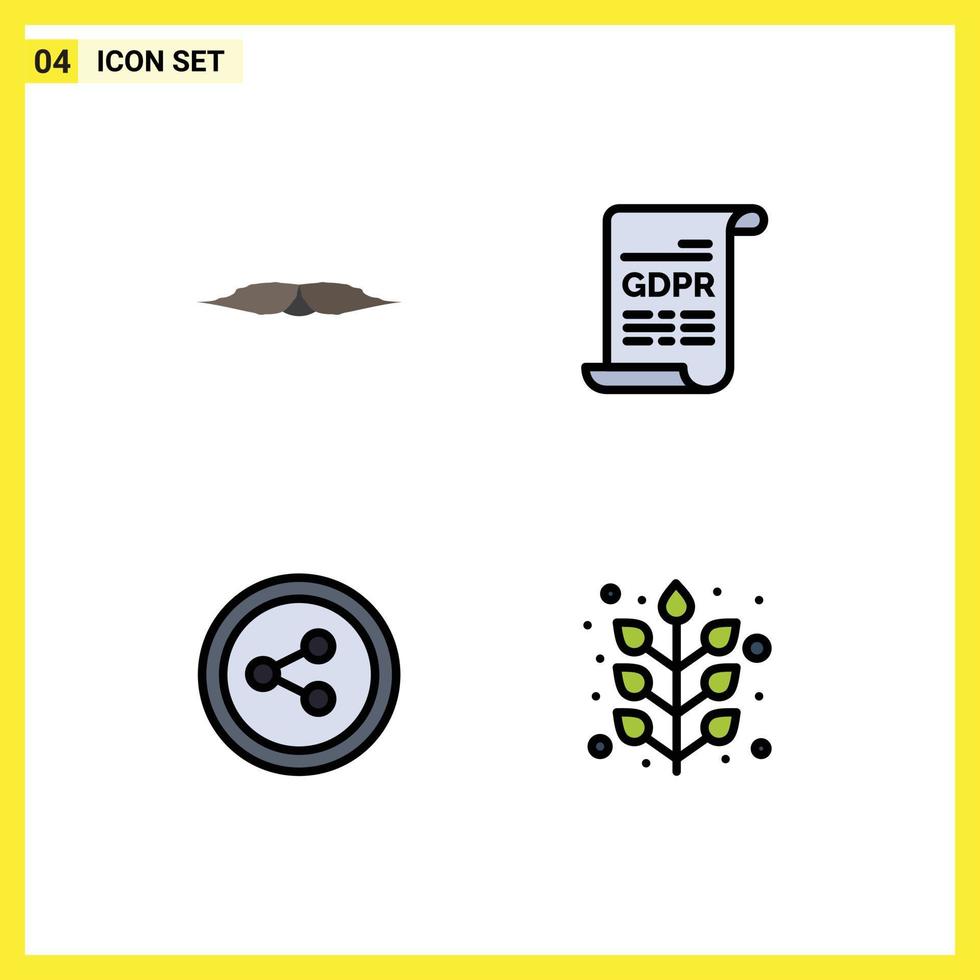 4 User Interface Filledline Flat Color Pack of modern Signs and Symbols