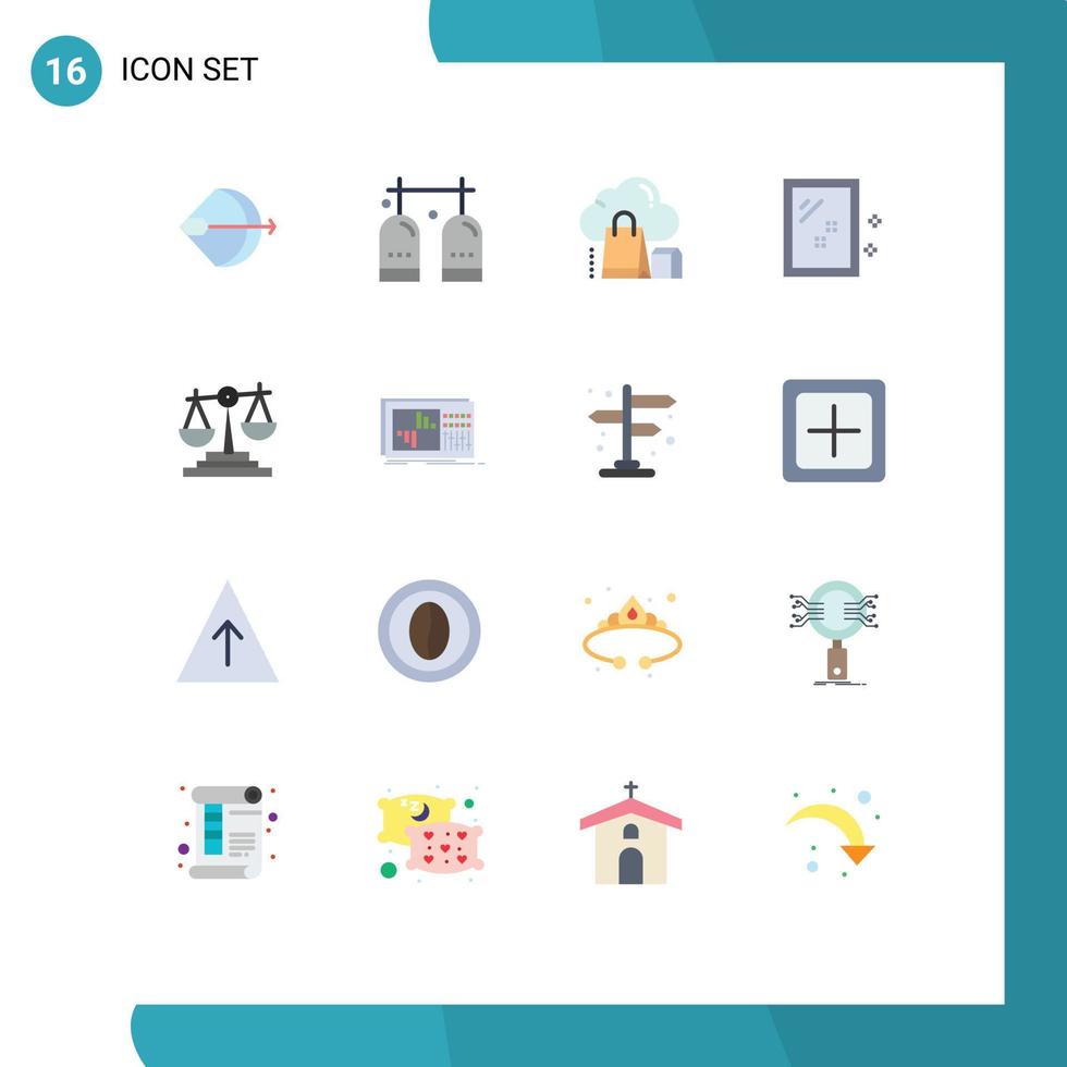 16 Thematic Vector Flat Colors and Editable Symbols of aim oxygen bow diving shopping Editable Pack of Creative Vector Design Elements