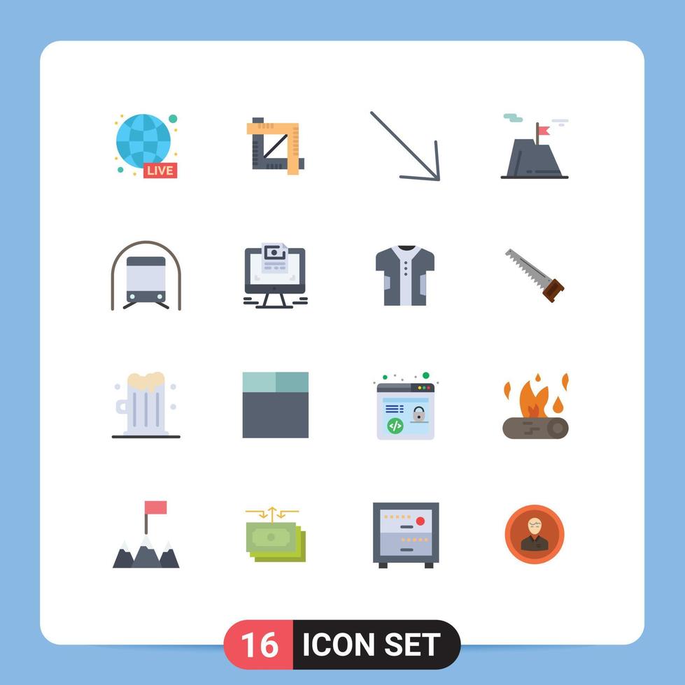 Set of 16 Modern UI Icons Symbols Signs for broadcasting right world wide designing tool flag Editable Pack of Creative Vector Design Elements