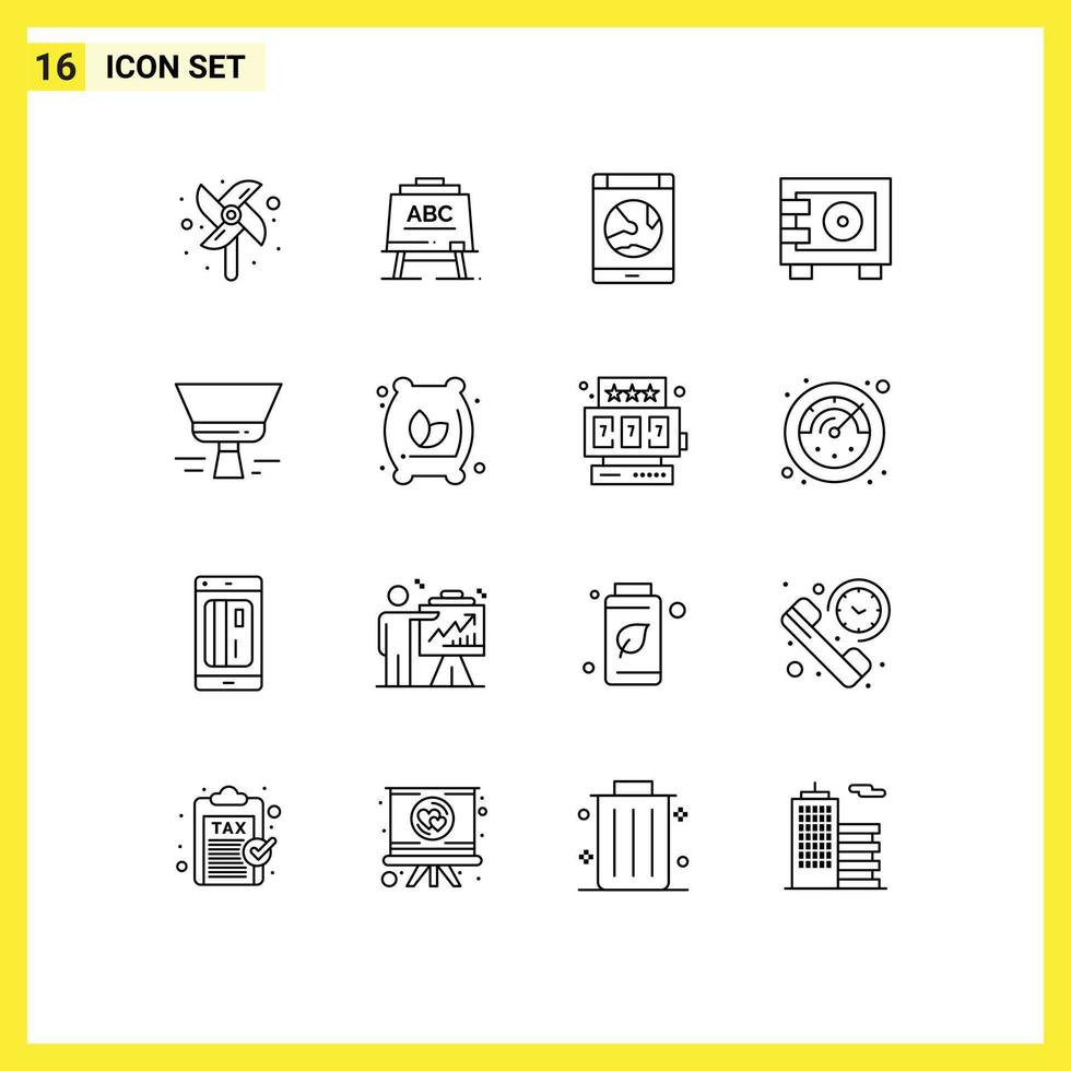 16 Thematic Vector Outlines and Editable Symbols of paint locker connection safe deposit Editable Vector Design Elements