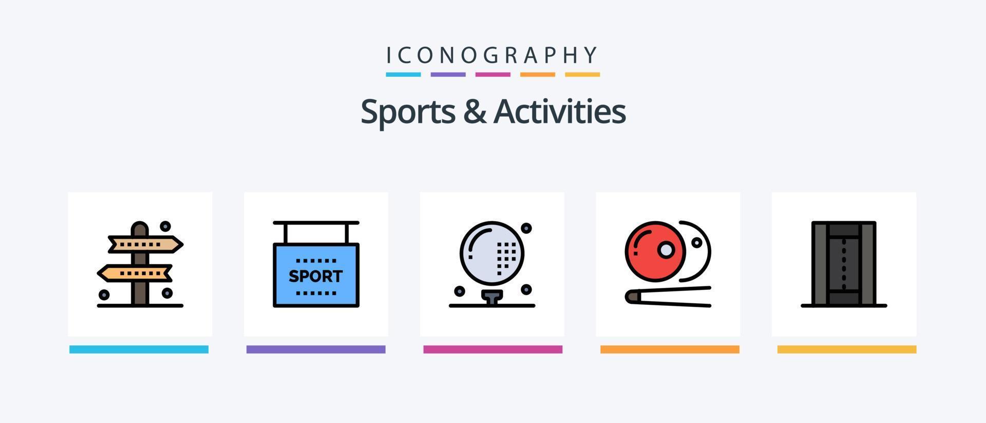 la línea de deportes y actividades llenó el paquete de 5 íconos que incluye el juego. atletismo. Deportes. atleta. Deportes. diseño de iconos creativos vector