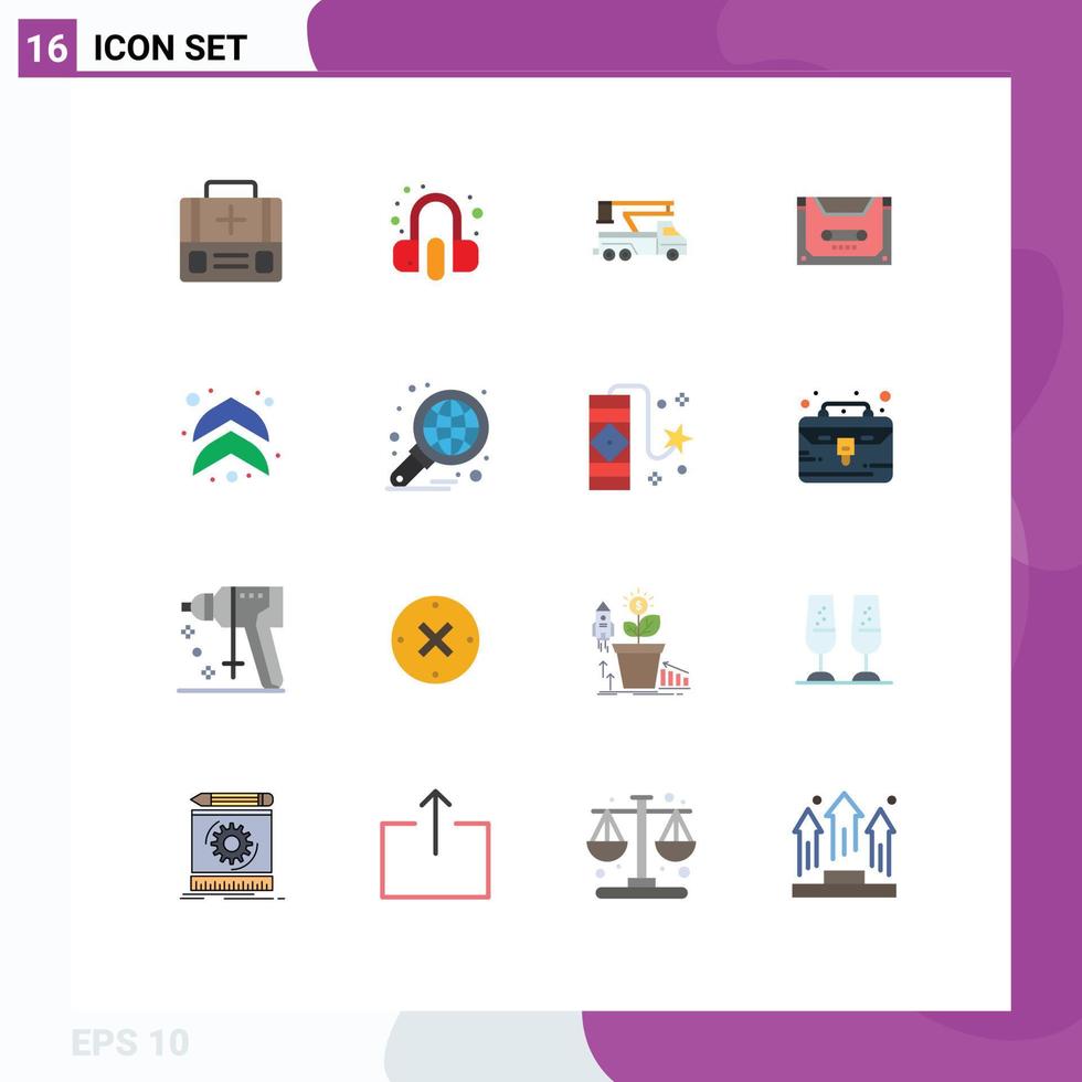 conjunto moderno de 16 colores planos y símbolos como el servicio de maletas de camión maletín que levanta un paquete editable de elementos de diseño de vectores creativos