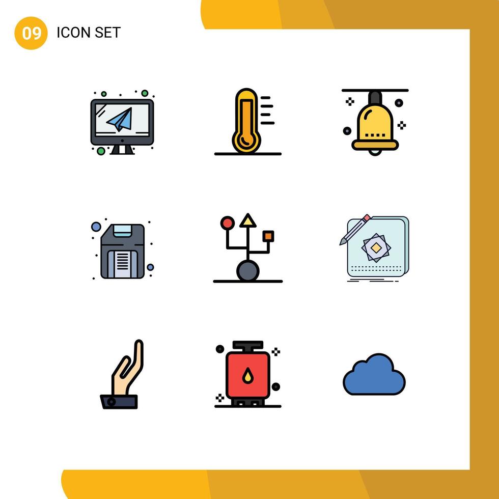 Set of 9 Modern UI Icons Symbols Signs for hardware disk green computer festival Editable Vector Design Elements