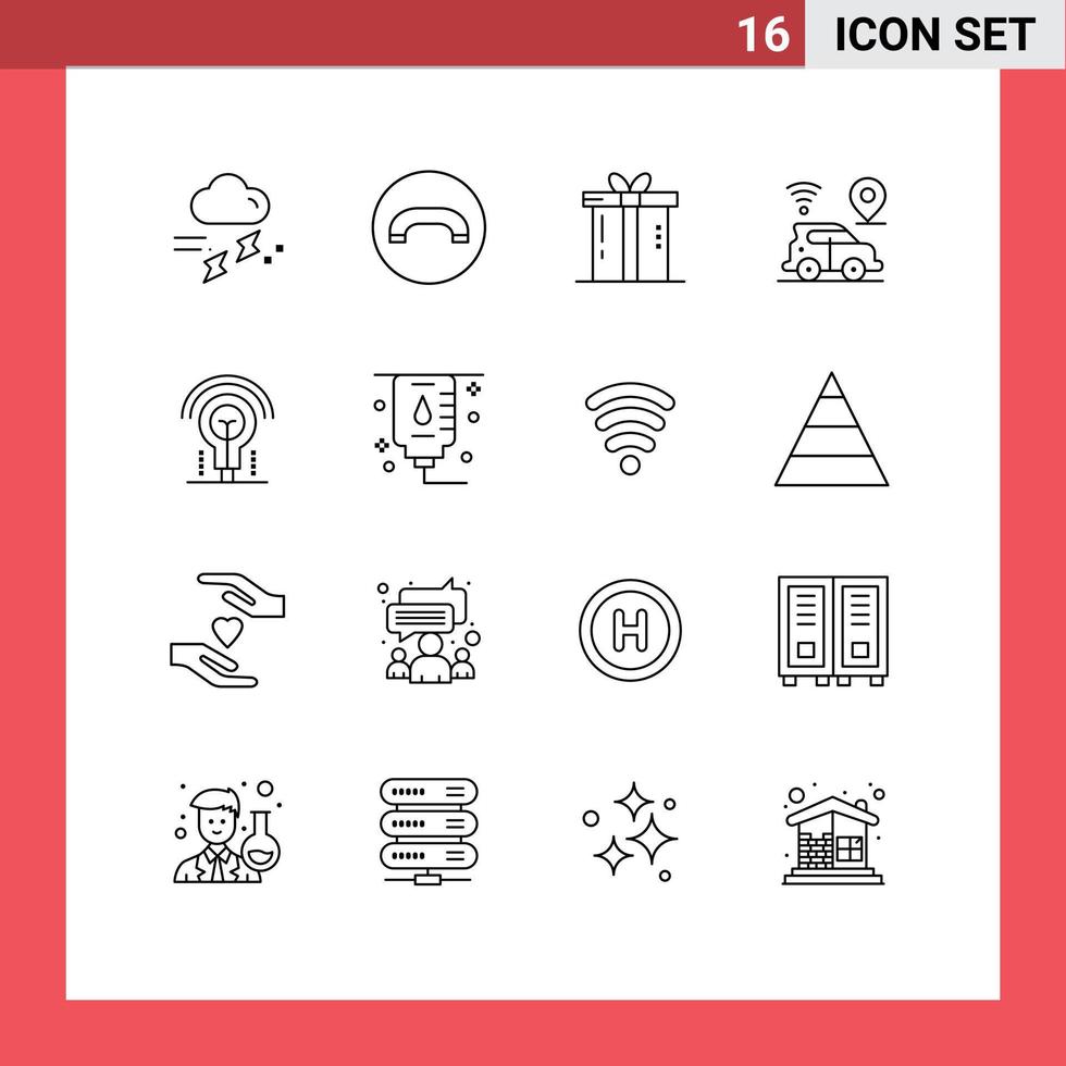 Set of 16 Modern UI Icons Symbols Signs for bulb map dinner location thanksgiving Editable Vector Design Elements
