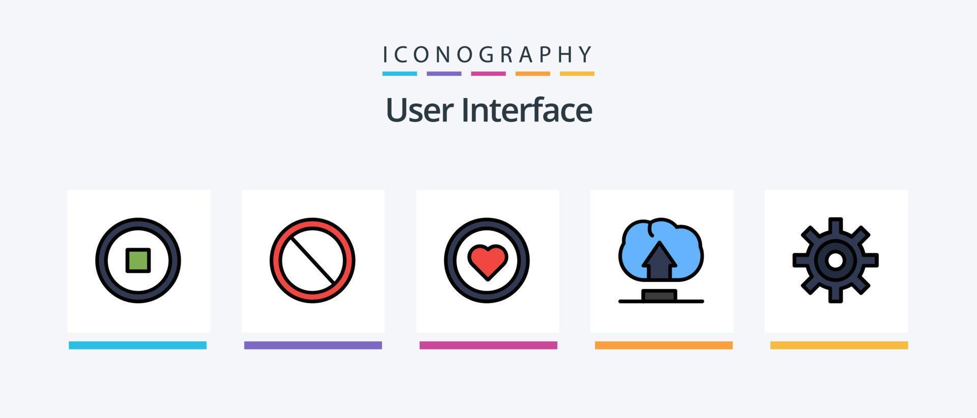 User Interface Line Filled 5 Icon Pack Including . time. prohibited. interface. user. Creative Icons Design vector