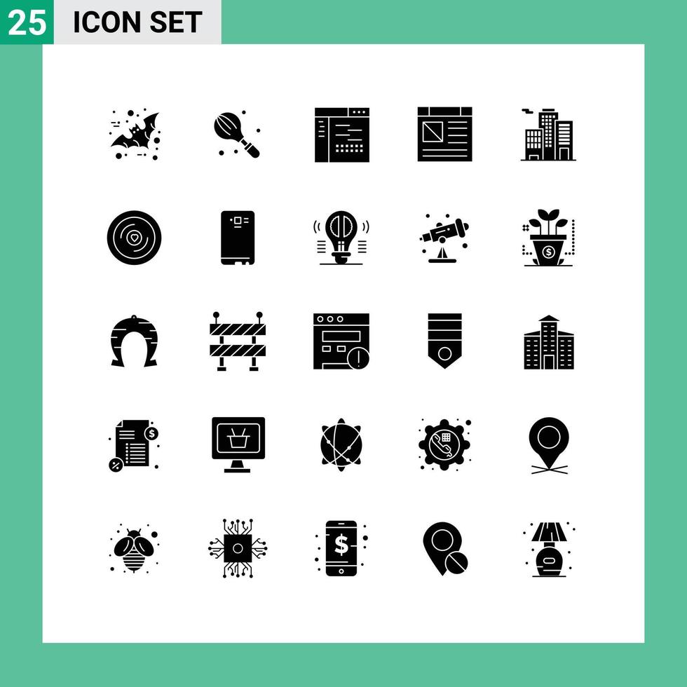 User Interface Pack of 25 Basic Solid Glyphs of website computer mixer app page Editable Vector Design Elements