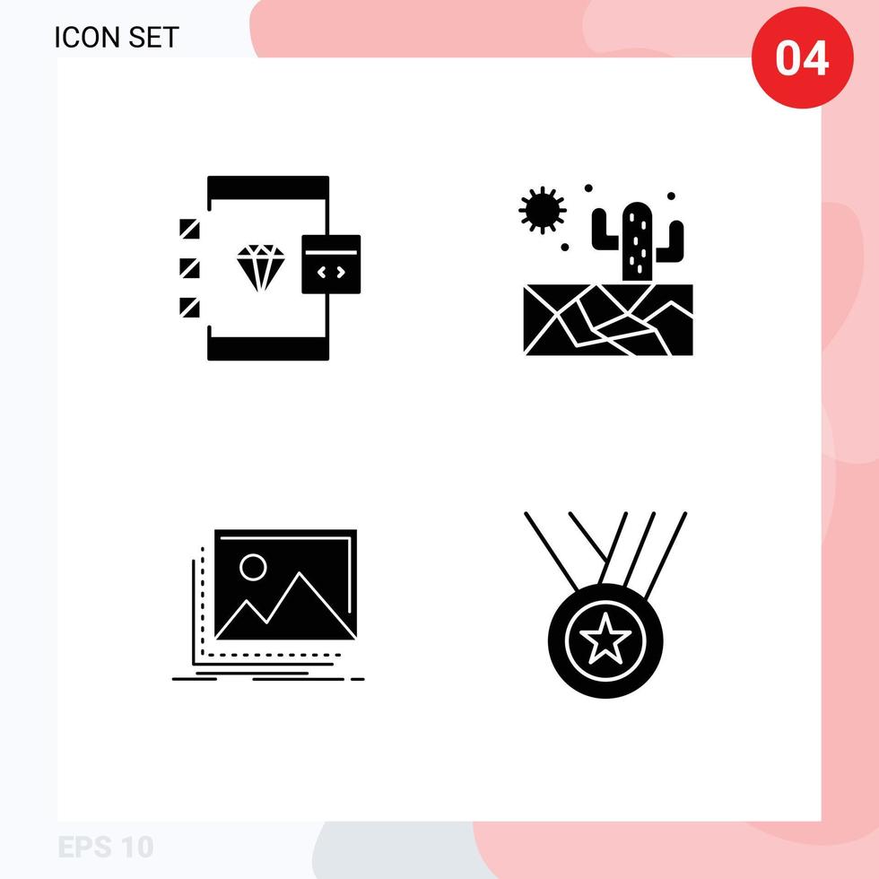 Mobile Interface Solid Glyph Set of Pictograms of app image develop sun nature Editable Vector Design Elements