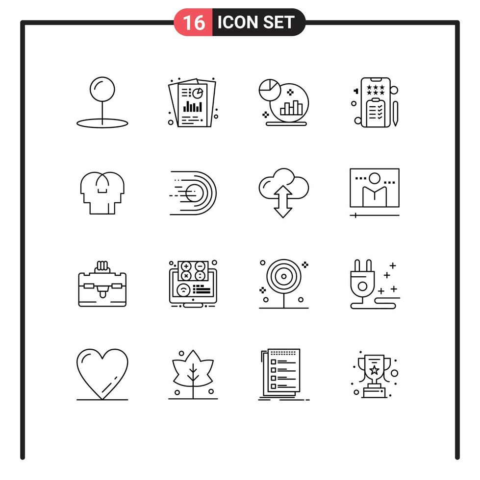 16 Universal Outlines Set for Web and Mobile Applications mind empathy analysis online marketing Editable Vector Design Elements