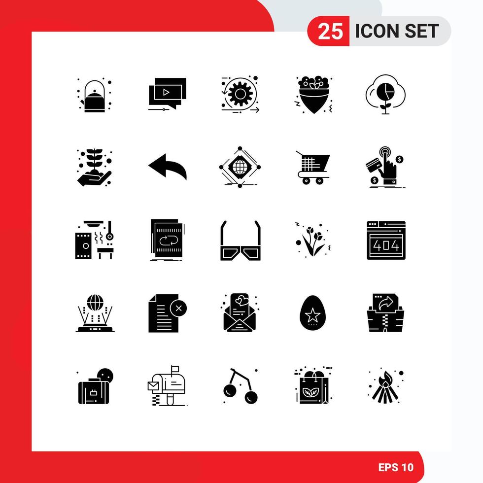 Set of 25 Modern UI Icons Symbols Signs for cloud meal agile food time Editable Vector Design Elements