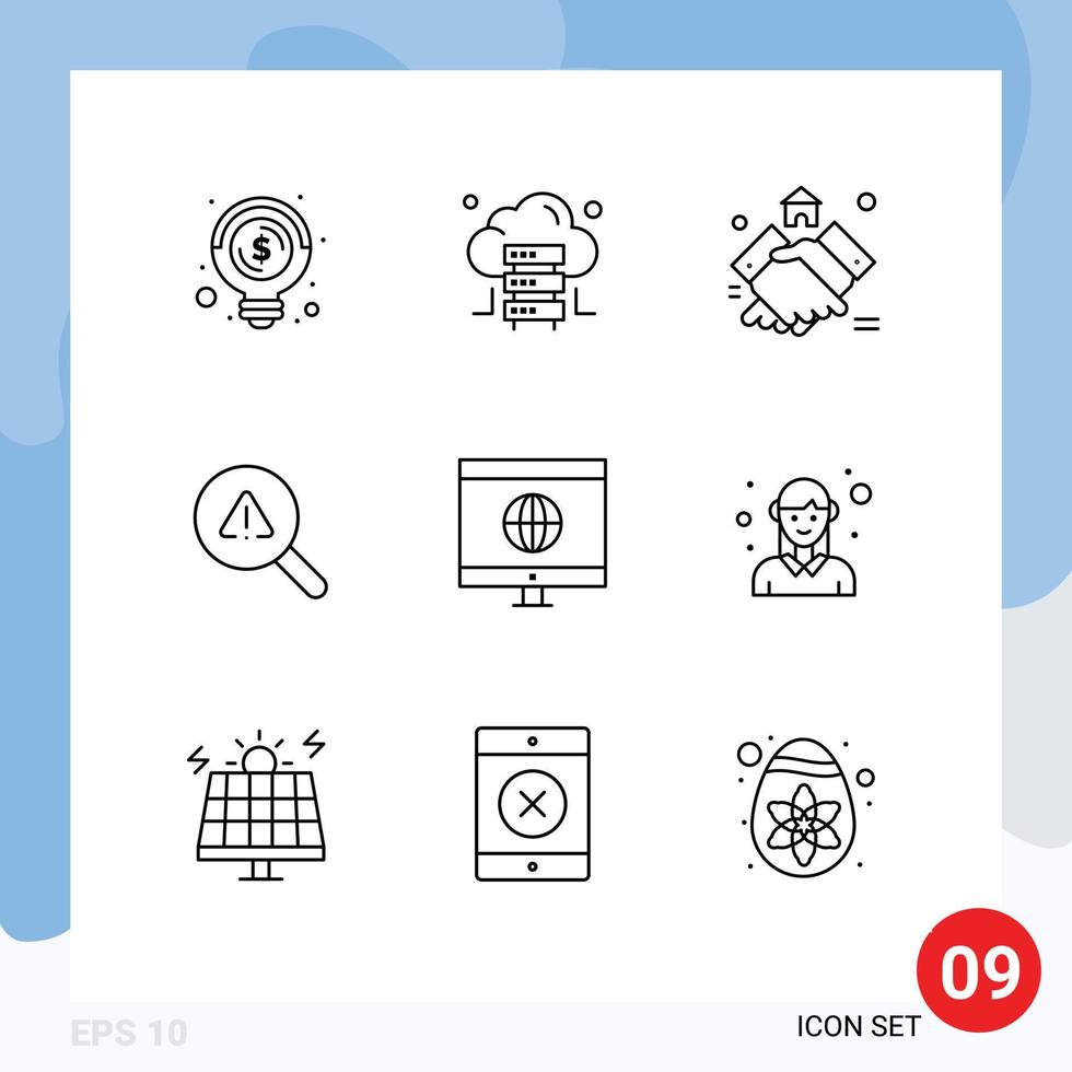 9 Universal Outline Signs Symbols of global error estate view find Editable Vector Design Elements