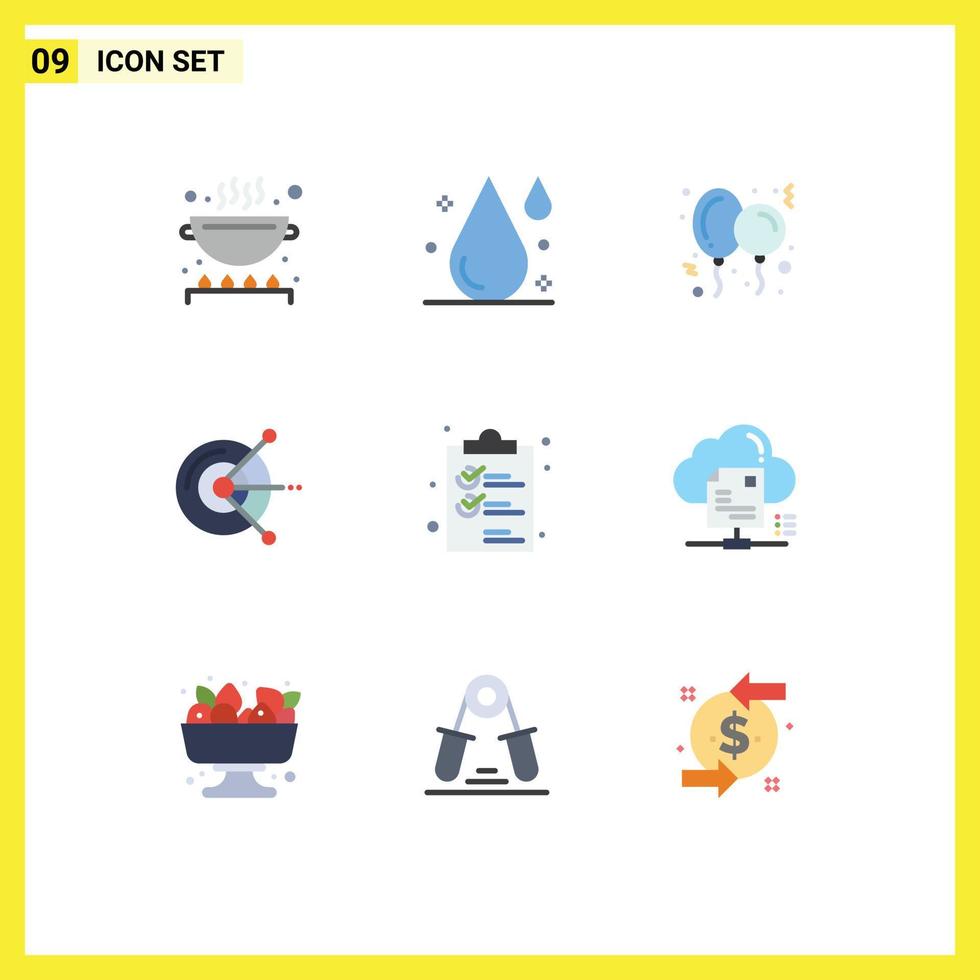 Set of 9 Vector Flat Colors on Grid for clipper hard drive disk balloon disk computer Editable Vector Design Elements