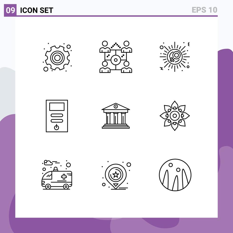 Set of 9 Modern UI Icons Symbols Signs for business stabilizer sex pc computer Editable Vector Design Elements