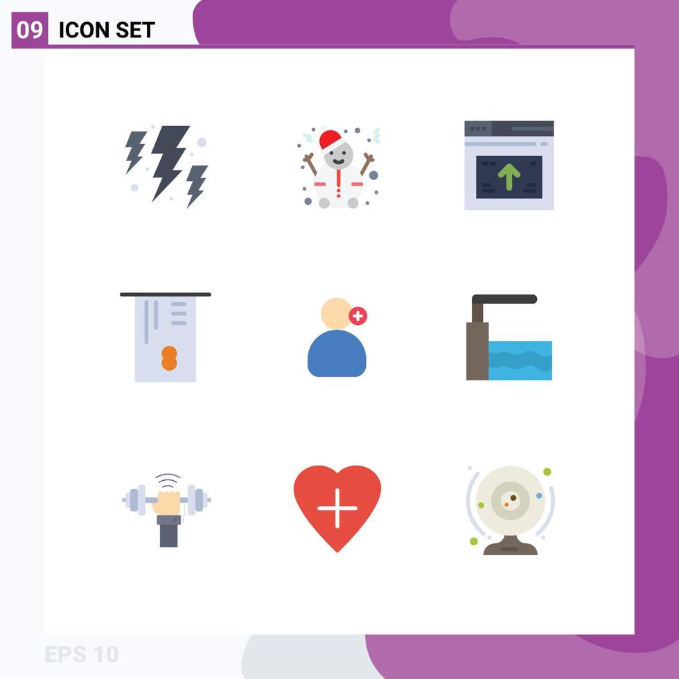 Pack of 9 creative Flat Colors of working man page money atm Editable Vector Design Elements