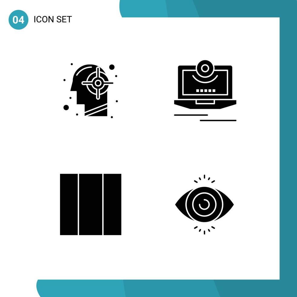 User Interface Solid Glyph Pack of modern Signs and Symbols of goal video mind camera layout Editable Vector Design Elements