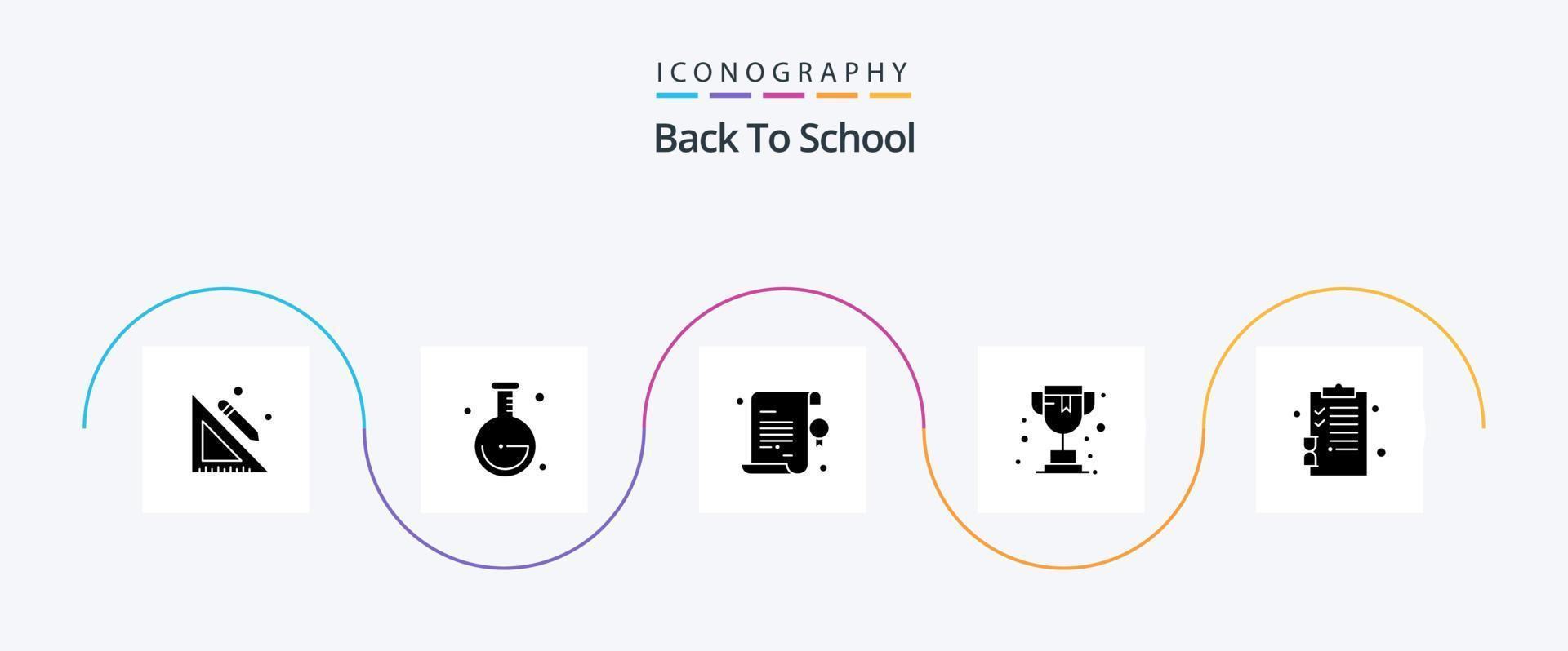 Back To School Glyph 5 Icon Pack Including pages. clipboard. certificate. back to school. school vector