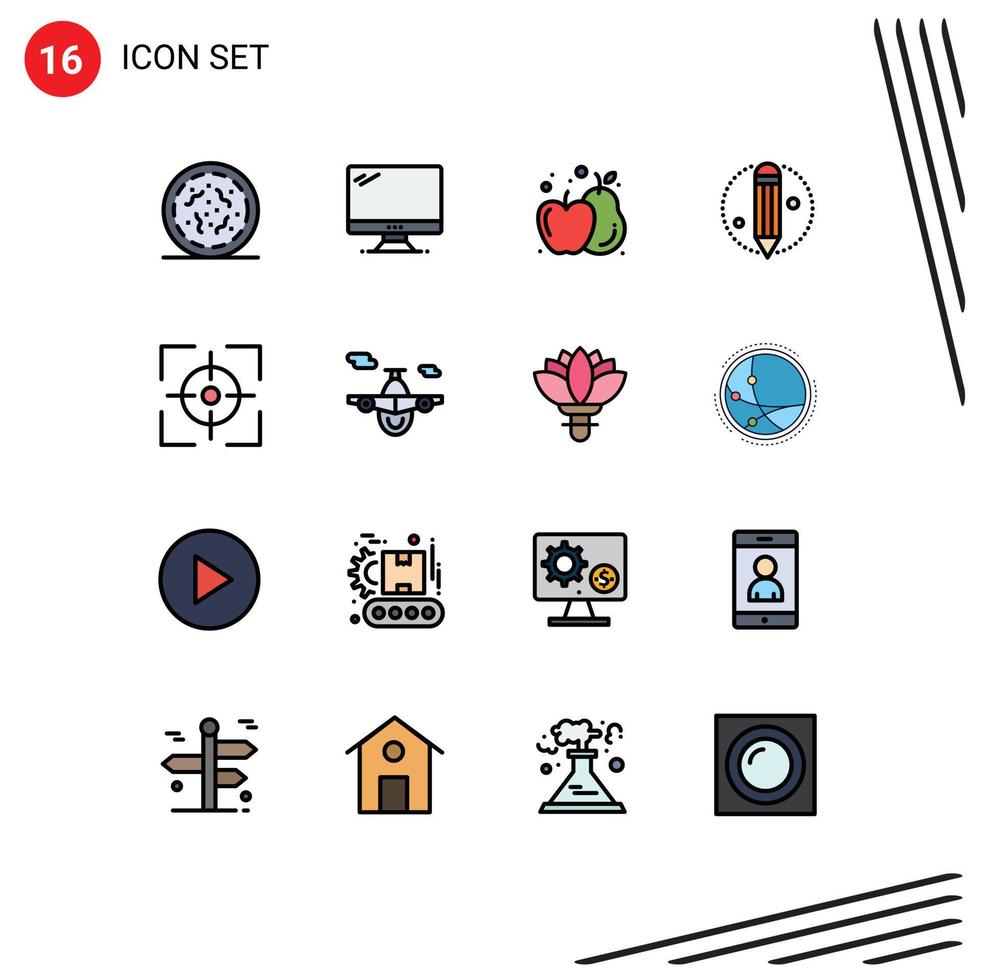 Stock Vector Icon Pack of 16 Line Signs and Symbols for focus aim pc pencil creative Editable Creative Vector Design Elements