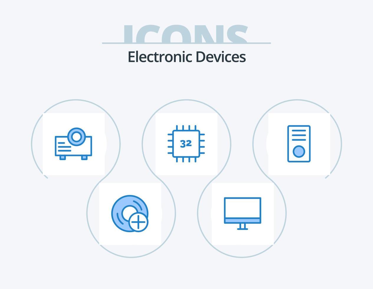 Devices Blue Icon Pack 5 Icon Design. hardware. devices. hardware. computers. projector vector