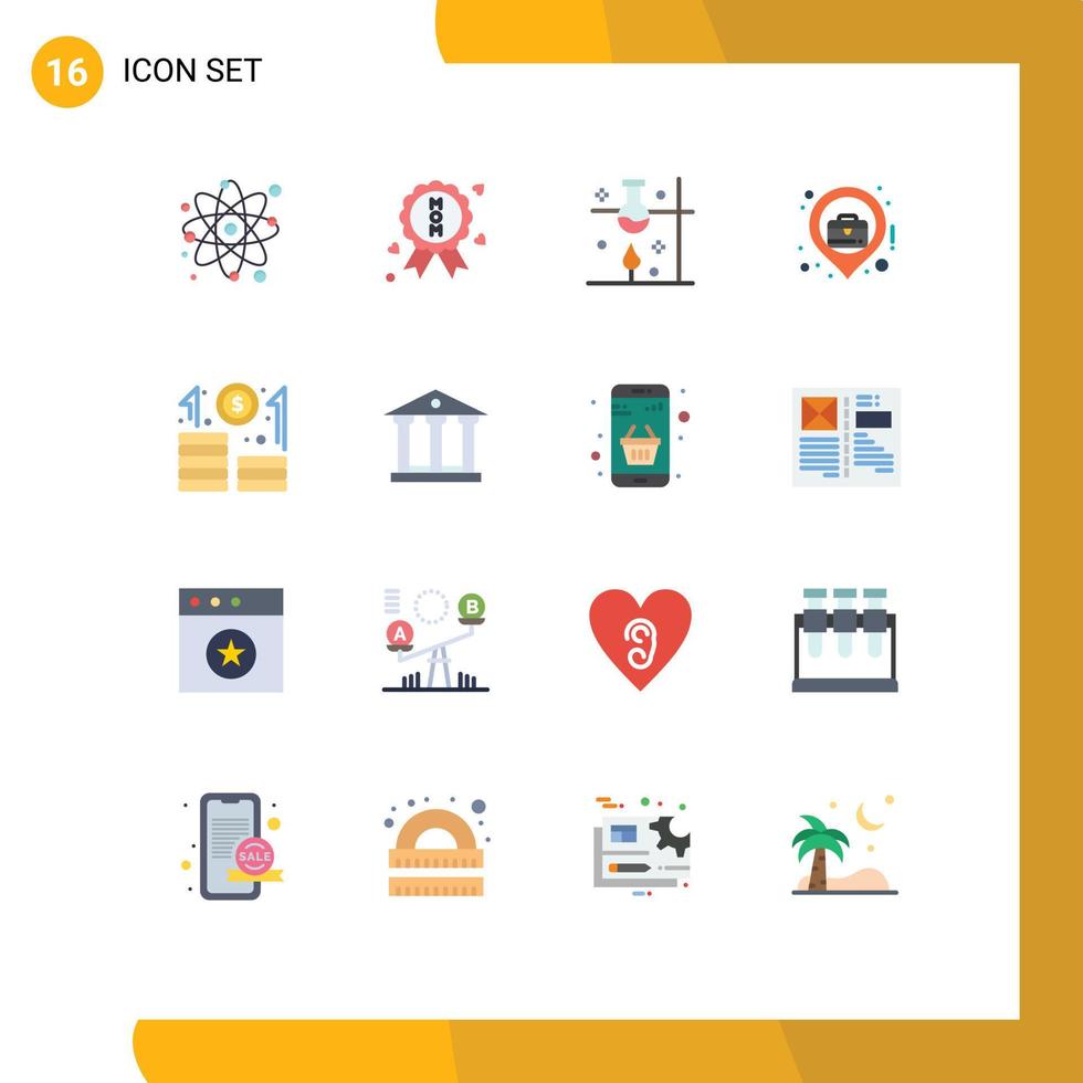 Modern Set of 16 Flat Colors and symbols such as atom science physics quality science lab Editable Pack of Creative Vector Design Elements