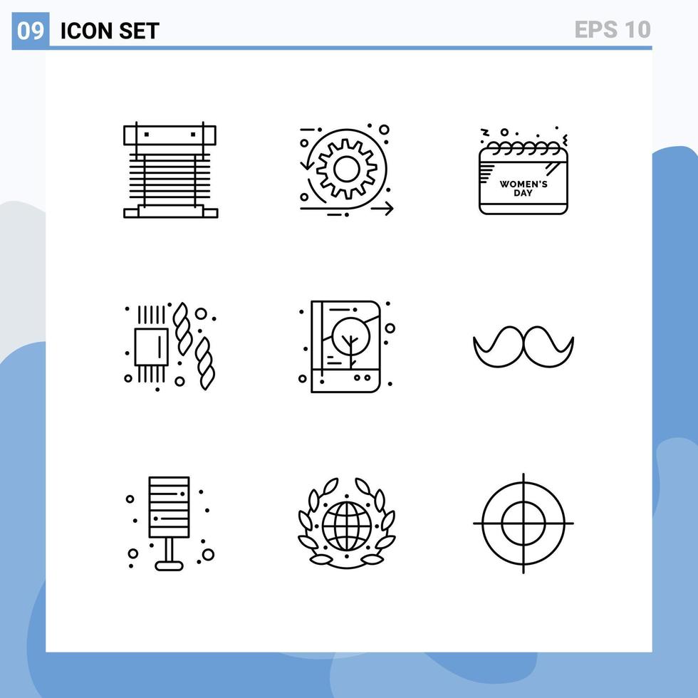 Outline Pack of 9 Universal Symbols of book sweet sprint supermarket time Editable Vector Design Elements