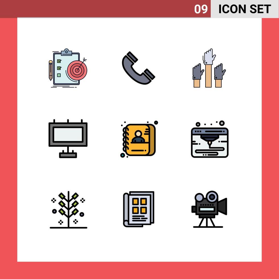 Set of 9 Modern UI Icons Symbols Signs for applicant board ui advertisement employee Editable Vector Design Elements