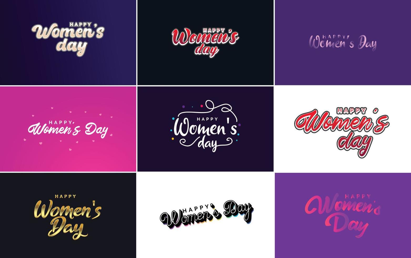 March 8 typographic design set with Happy Women's Day text vector