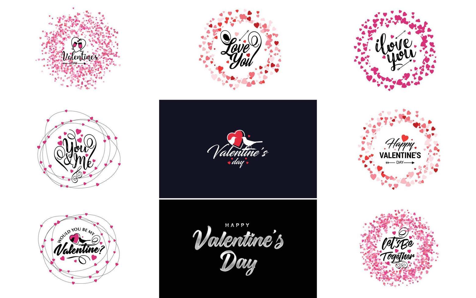 Happy Valentine's Day greeting card template with a romantic theme and a red and pink color scheme vector