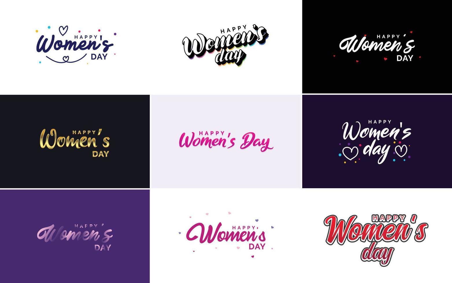 conjunto de tarjetas del día internacional de la mujer con un logotipo vector