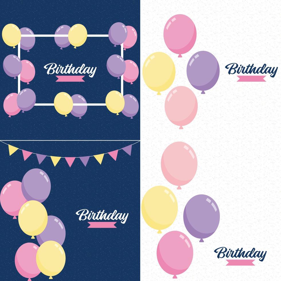 Happy Birthday written in a decorative. vintage font with a background of party streamers and confetti vector