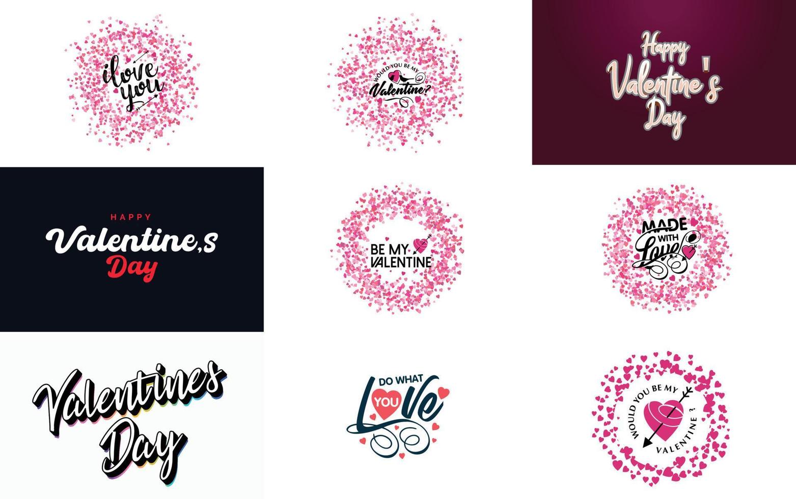 Happy Valentine's Day typography poster with handwritten calligraphy text. isolated on white background vector illustration