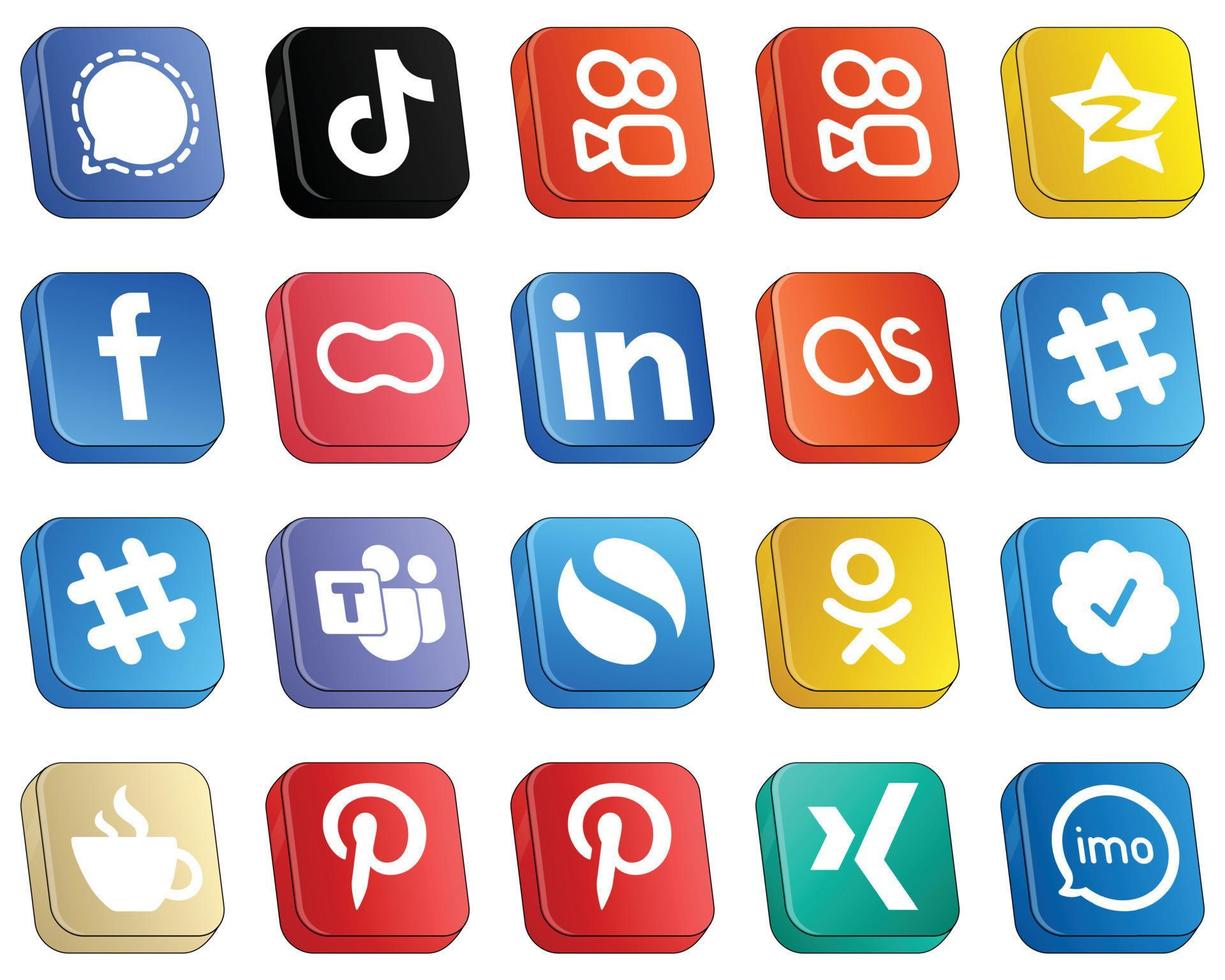 20 Modern Isometric 3D Social Media Icons such as women. peanut. kuaishou and facebook icons. Minimalist and customizable vector
