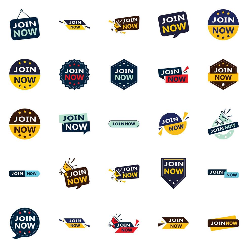25 High quality Typographic Designs for a professional membership promotion Join Now vector