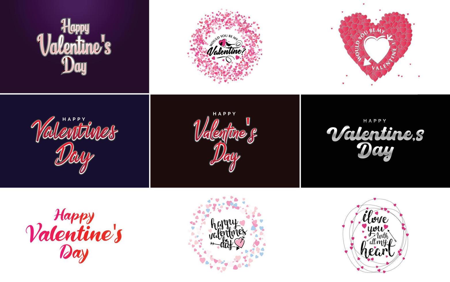 Happy Valentine's Day hand-drawn lettering vector illustration suitable for use in design of flyers. invitations. posters. brochures. and banners