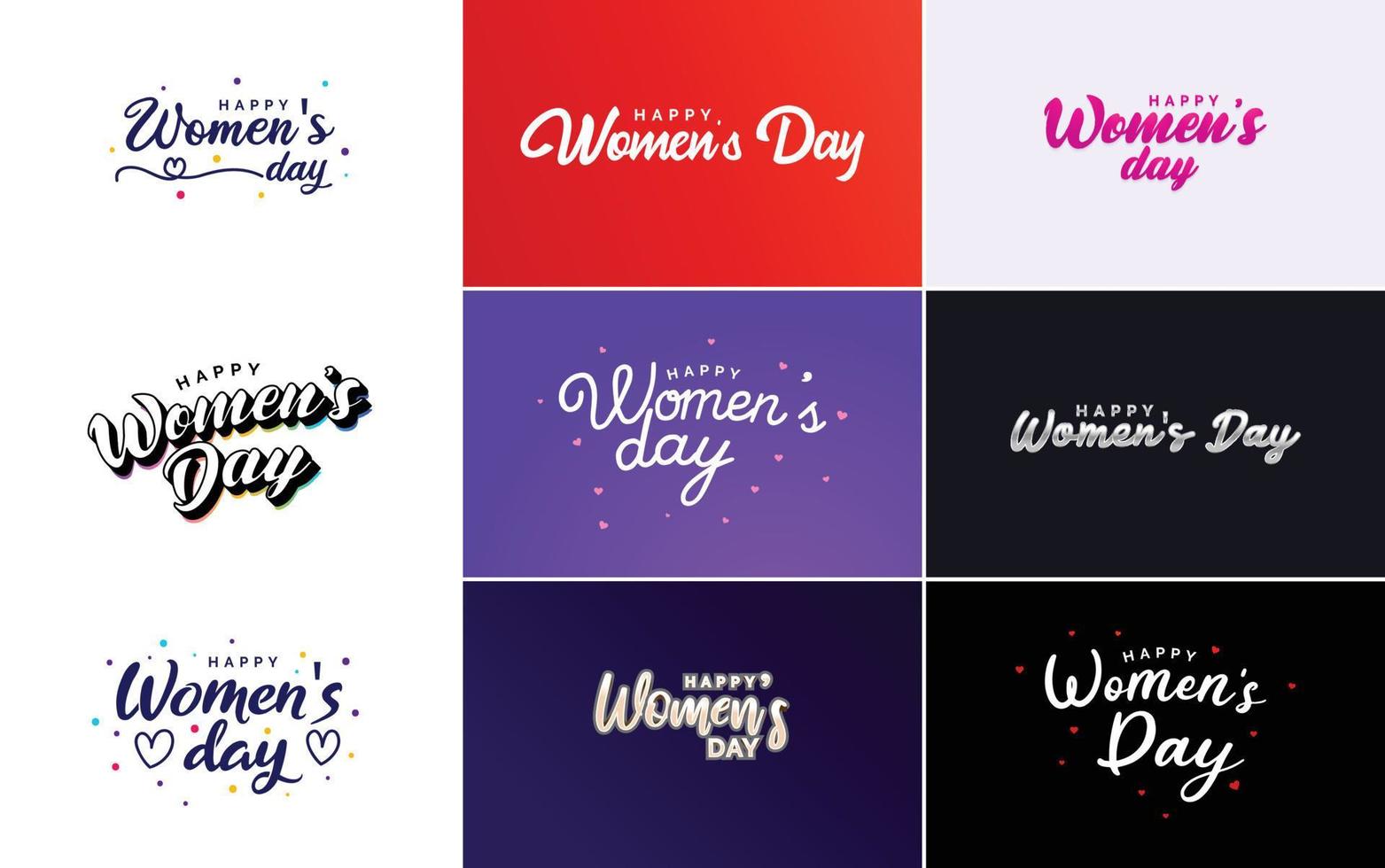 March 8th typographic design set with Happy Women's Day text vector