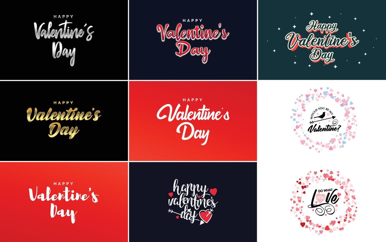 día de san valentín con letras negras dibujadas a mano y corazones rosas en la ilustración vectorial de fondo blanco adecuada para usar en el diseño de tarjetas. pancartas logotipos volantes etiquetas. iconos insignias y pegatinas vector