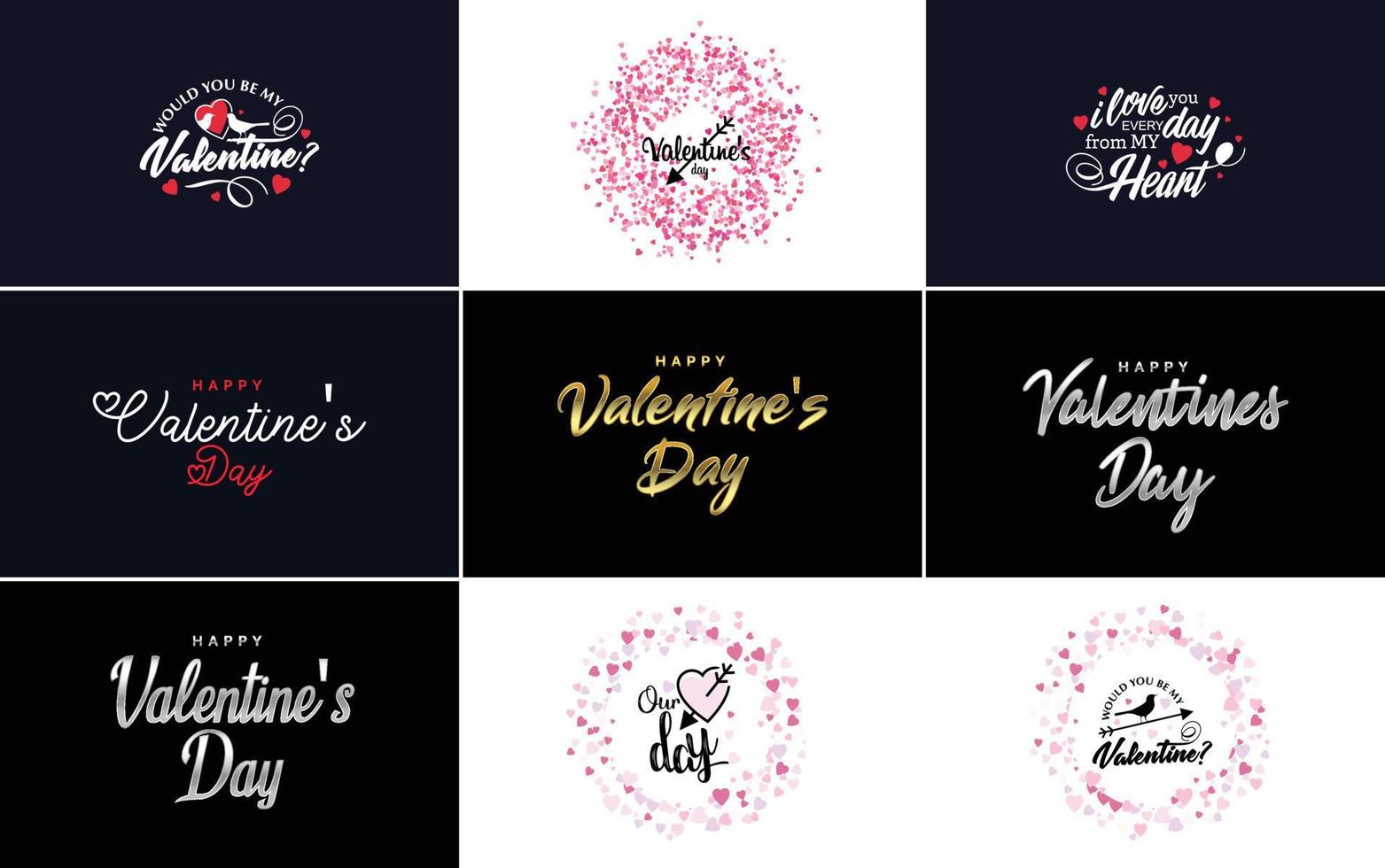 Happy Valentine's Day hand-drawn lettering vector illustration suitable for use in design of flyers. invitations. posters. brochures. and banners