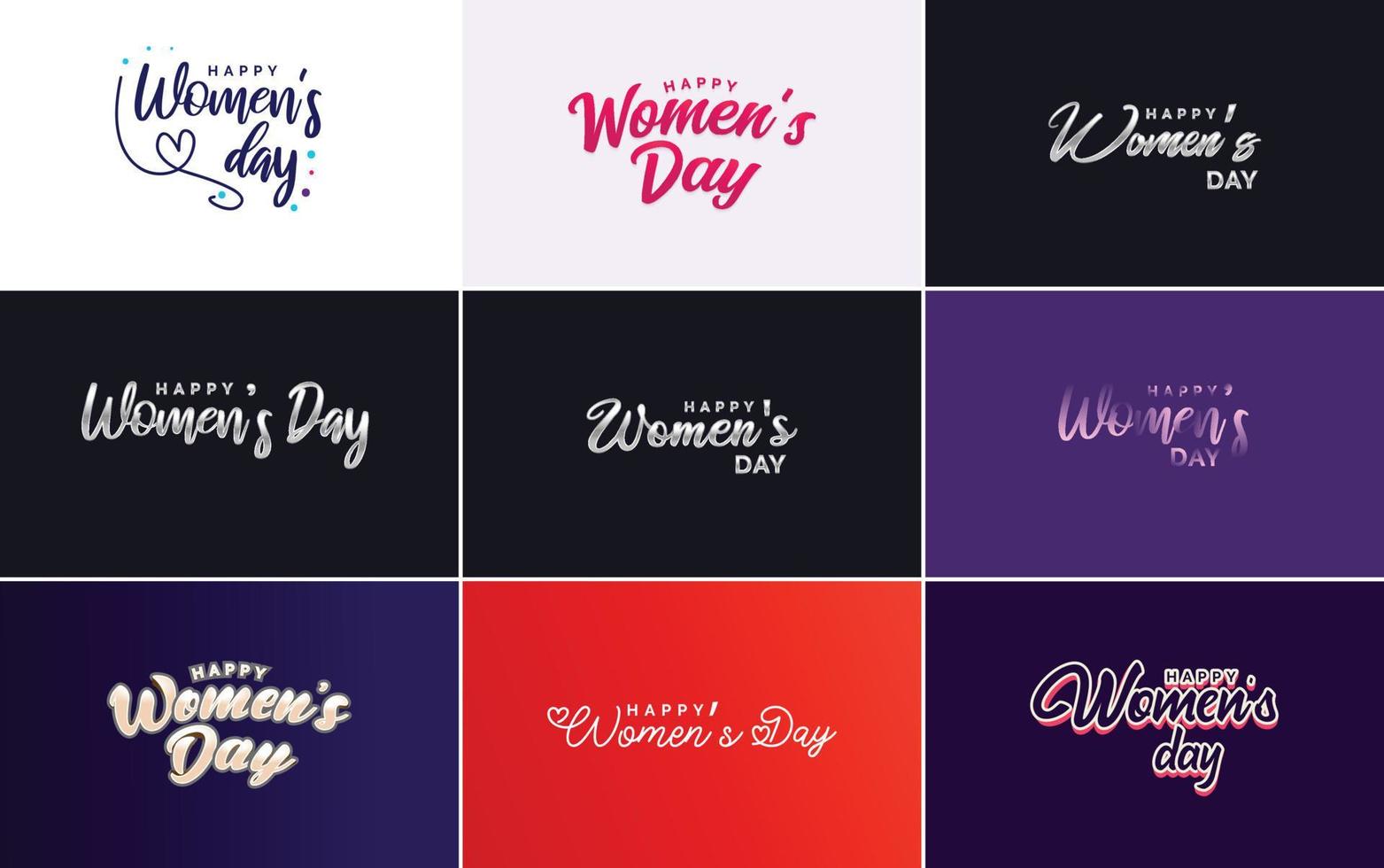 March 8th typographic design set with Happy Women's Day text vector