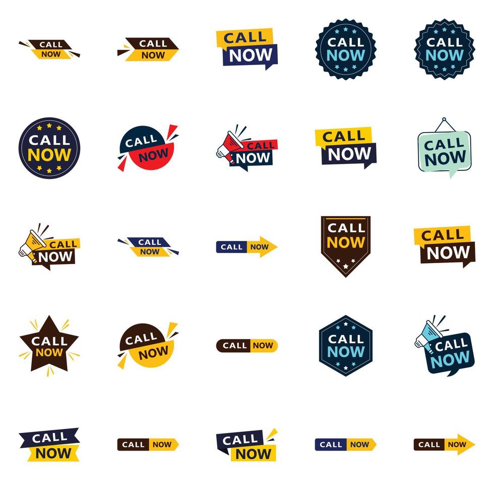 25 diseños tipográficos de alta calidad para una llamada a la acción profesional call now vector