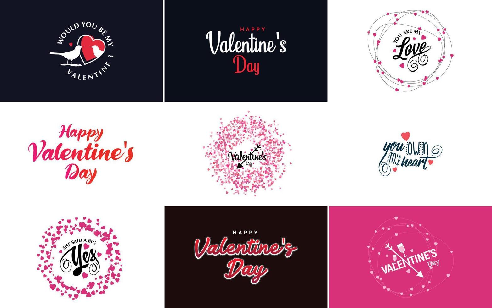 Happy Valentine's Day typography poster with handwritten calligraphy text. isolated on white background vector illustration