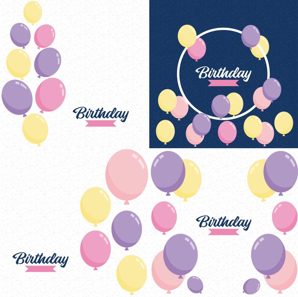 Happy Birthday text with a floral wreath and watercolor background vector